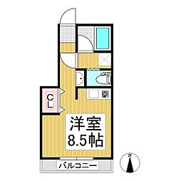 ヴィラタテイワB ワンルームの間取図画像