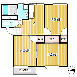グローバルハウスB 3Kの間取図画像