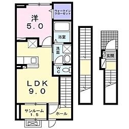 メルグランデ 1LDKの間取図画像