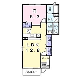 カーサプリート 1LDKの間取図画像
