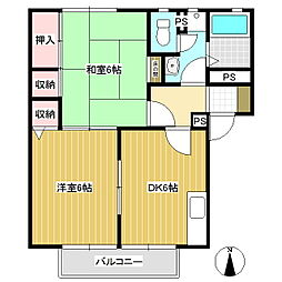 フレグランスジョイC 2DKの間取図画像