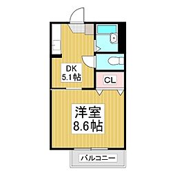 WELLCRIBTOKIWAGI 1DKの間取図画像