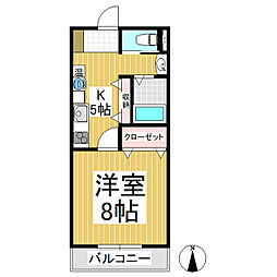 プレスティージュV号館 1Kの間取図画像