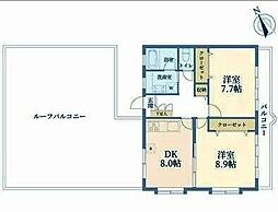 スカイコートたまプラーザ 2DKの間取図画像