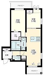 川崎市多摩区登戸マンション 2LDKの間取図画像