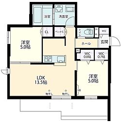 フォレ オリヴィエ 2LDKの間取図画像