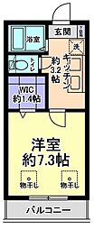 カーサフィオーレ 1Kの間取図画像