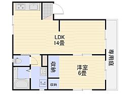 フレグランス笹口B 1LDKの間取図画像