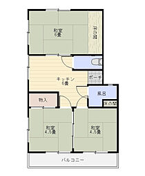 坂マンション 3DKの間取図画像