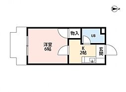 ホワイトパレス長束 1Kの間取図画像