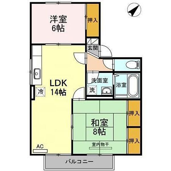 ハイカムール宮本 ｜広島県広島市安佐南区川内5丁目(賃貸アパート2LDK・1階・59.58㎡)の写真 その2