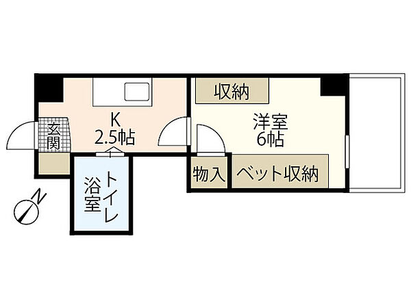 ハーシオンフルタI ｜広島県広島市安佐南区西原2丁目(賃貸マンション1K・6階・19.44㎡)の写真 その2