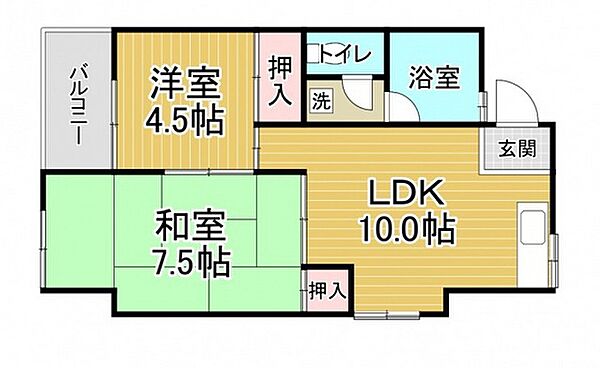 第1吉岡ビル ｜広島県広島市東区光町1丁目(賃貸マンション2LDK・4階・46.00㎡)の写真 その2