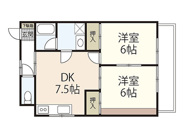 COLORS BLD.（サンハイムみほの） ｜広島県広島市西区庚午北1丁目(賃貸マンション2DK・3階・52.00㎡)の写真 その2