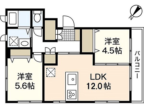 パラティ川内・N ｜広島県広島市安佐南区川内2丁目(賃貸アパート2LDK・2階・54.03㎡)の写真 その2