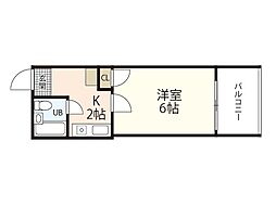 パルコープ庚午 1Kの間取図画像