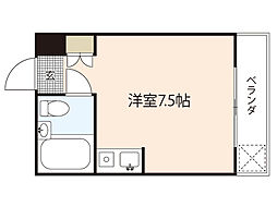 さくらビル（旧棟） 2階ワンルームの間取り