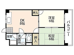 古本マンション 4階2LDKの間取り