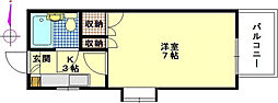 第3松岡ビル 3階1Kの間取り