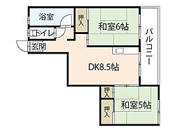 第1吉岡ビル 3階2DKの間取り
