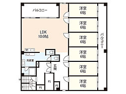 シムラハイコーポ 7階6LDKの間取り