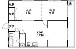 仲野マンション 2LDKの間取図画像