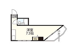 第6シモビル 4階ワンルームの間取り