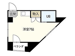 浜田ビル 5階ワンルームの間取り
