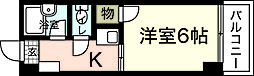 ジョイフリー皆賀 5階1DKの間取り
