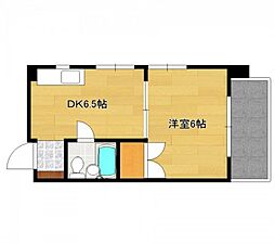 JR山陽本線 横川駅 徒歩5分の賃貸マンション 4階1DKの間取り