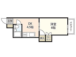 第二沖田ビル 4階1DKの間取り