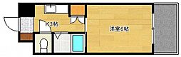 第2コーポみささ 2階1Kの間取り