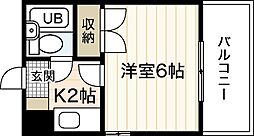 大芝グリーンコーポ 4階1Kの間取り