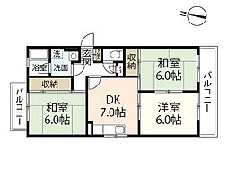 第2コーポ田中 3DKの間取図画像