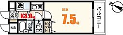 ステューディオせせらぎ 2階1Kの間取り
