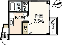 プティＴＯ 4階1Kの間取り