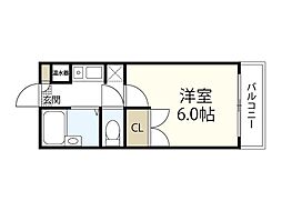 ウエスト・サイド・アベニュー 2階1Kの間取り