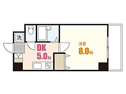 プーテゥジュール4番館 4階1DKの間取り