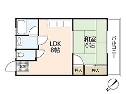 泉コーポ 2階1LDKの間取り
