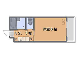 BM-8ビル 4階1Kの間取り