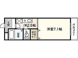 sun　MoRitz 1階1Kの間取り