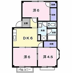 エルディムなかはら 1階3DKの間取り