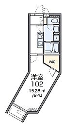 レオネクスト太田川 2階1Kの間取り