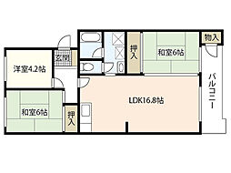 卸センターＤ棟 2階3LDKの間取り