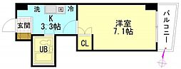 アメニティハイム 4階1Kの間取り