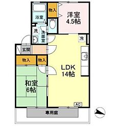 シャルム徳村 1階2LDKの間取り