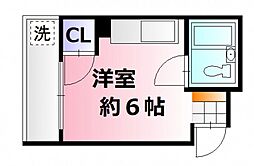 コーポ平本 5階ワンルームの間取り