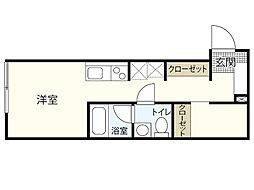 リヴィエール戸坂IV 1階ワンルームの間取り