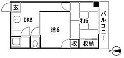 広沢共同ビル 2DKの間取図画像