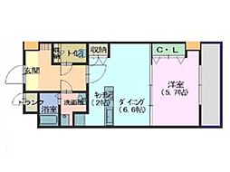 サンフォレスタ七尾 1LDKの間取図画像